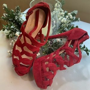 Christian Louboutin Larissa Red Suede Platforms